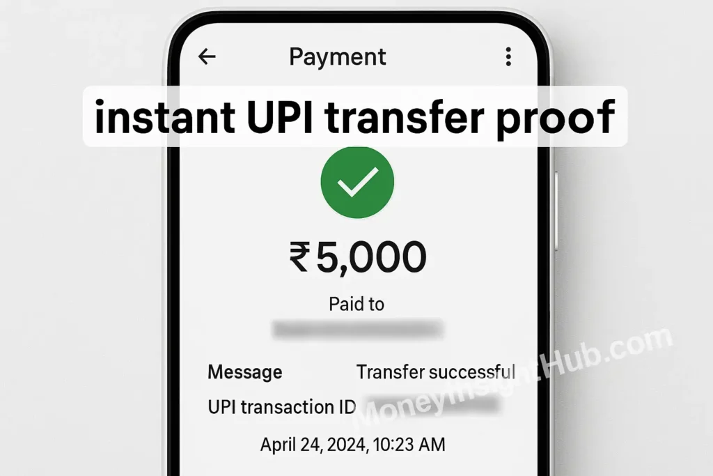 instant UPI transfer proof