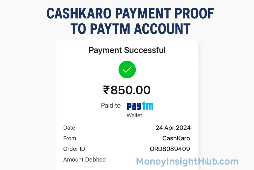CashKaro Payment Proof to Paytm Account