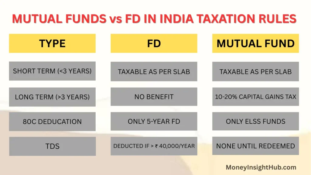 Mutual Funds vs FD Tax Comparison India 2026